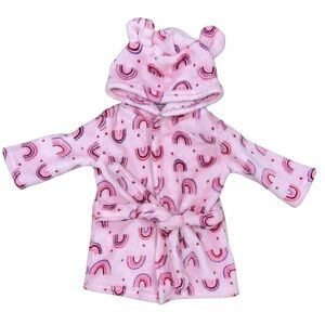 Mon Cheri Pink Kids Robe with Rainbow Design
